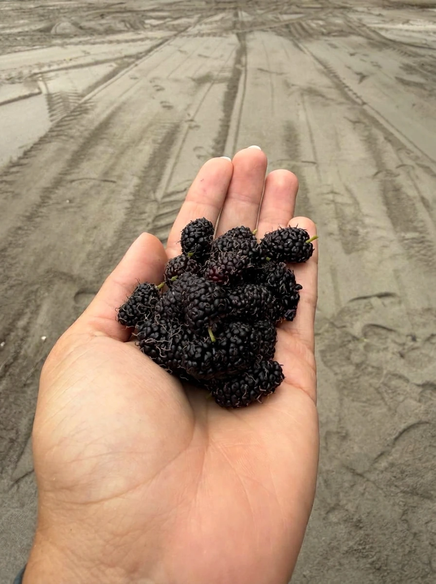 Antes: Amoreira no quintal · frutos visivelmente maiores e mais encorpados